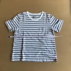 グレーとホワイトのストライプ Tシャツ Mサイズ 無印良品