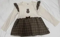 miki ウサギ刺繍 フリル袖 チュニック