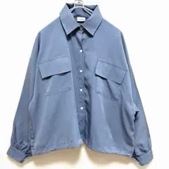 workman長袖シャツ オーバーサイズライトブルーゆったりMレーヨン 春夏秋服のサムネイル