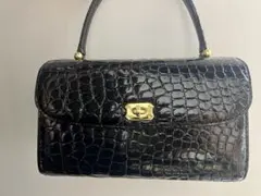 黒 クロコハンドバッグ