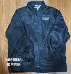 Adidas THREE STRIPES 黒 ナイロン コーチ ジャケット S