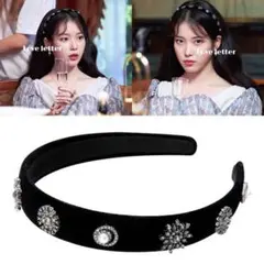 No.156 ベルベットビジューカチューシャ 韓国 IZONE IU着用 量産型