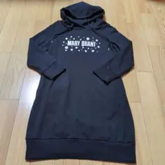 MARY QUANTスウェット素材　フード付き長袖ワンピース　ブラック　38