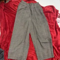 チェック柄 ワイドパンツ レディース