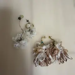 フラワーモチーフクリアビーズピアス