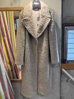 イタリア製　Superior ベージュ ウール混フリースロングコート