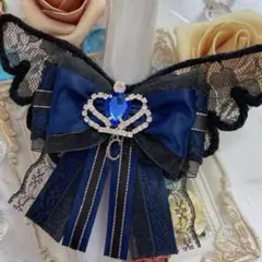 天使の羽黒レース付キンブレリボン 紺× 黒 ペンラリボンのサムネイル