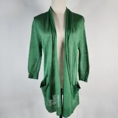 INED フロントオープンカーディガン 麻 レーヨン グリーン M
