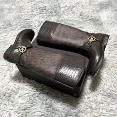 【良品】MICHAEL KORS レインブーツ クロコ型押し BROWN 7のサムネイル