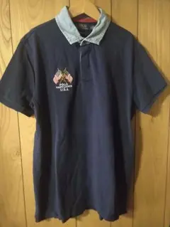 POLO RALPH LAUREN USA 襟デニム 刺繍 ポロシャツ L