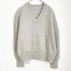 無印良品【M】Ｖネックウールセーター　グレージュ　厚手　シンプル