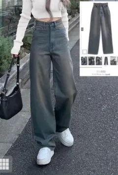 GRL ワイドデニムパンツ　ブルー　M