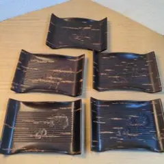 桜樺細工　菓子皿　　長方形５枚セット