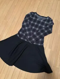 長袖ワンピース　チェックワンピース