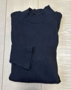 UNIQLO ユニクロ リブハイネックＴ ブラックＬサイズ