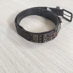 DIESEL スタッズ付きブラウンレザーベルト