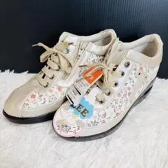 新品　旅日和　アシックス　サイドジップ　花柄　厚底　スニーカー　スパンコール