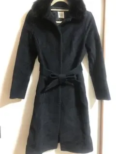 aプライベートレーベル☆アンゴラロングコート☆黒Ｓファー付き
