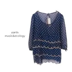 【earth music&ecology】ネイビー ドット柄 チュニック 新品