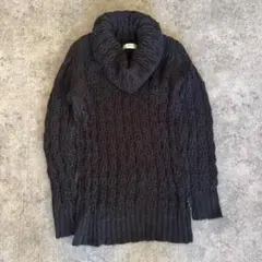 ニット ハイネック 長袖セーター　黒