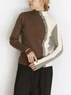 【新品】Eimee Law　ボタン付きブロック配色リブニット