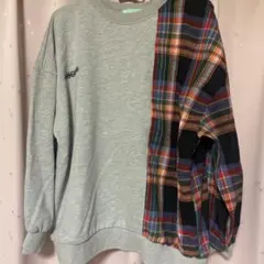 チェック柄デザイン スウェット トレーナー