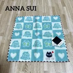 新品未使用✨ANNA SUI✨アナスイ タオルハンカチ 水色 チェック ネコ