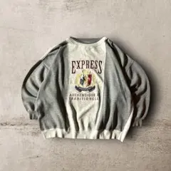 vintage希少刺繍デザインスウェット個性派CBOY短丈切替ツートングレーLのサムネイル