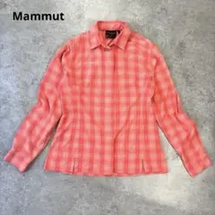 マムート Mammut チェックシャツ 登山 トレッキング M サーモンピンク