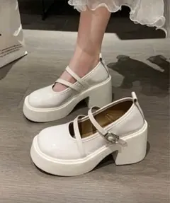 厚底メリージェーンシューズ【ホワイト】 即日発送