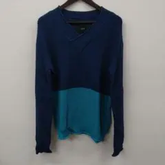 (13) AKM Contemporary バイカラー Vネック ニットセーター