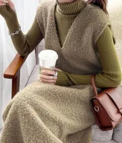 Classical Elf フェイクリングウールvネックジャンバースカート