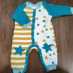 ロンパース・カバーオール 星柄 80-90cm キルティング　綿100%