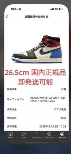 NIKE UNION fragment AIR JORDAN 1 26.5