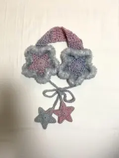 イヤーマフ　星型★耳あて　ピンクグレー ファー付き