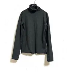 HUMS タートルネックカットソー 長袖 無地 シンプル ダークグレー Fサイズ