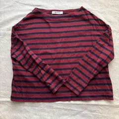 nano universe 赤と紺のストライプ長袖Tシャツ