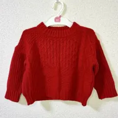 BREEZE ケーブル編みニット 赤 90 綿混 秋冬