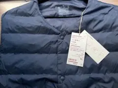 無印良品XLダークネイビー　ノーカラーベスト　インナーベスト　現行販売品　新品