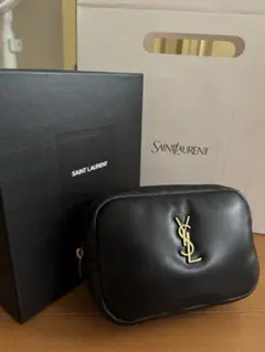 SAINT LAURENT ブラックレザーポーチ