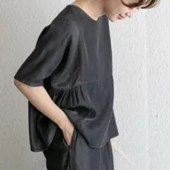 URBAN RESEARCH DOORS リヨセルデニムサイドギャザーブラウス