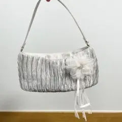 シルバー フリルデザイン パーティーバッグ