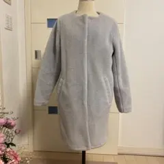 レトロガール　ボアコート　ライトグレー　美品　サイズM
