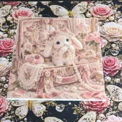 未使用　可愛いウサギちゃんパネル生地＆薔薇蝶柄生地