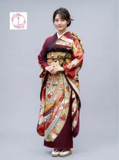 ☆極美品☆】正絹振袖6点フルセット✨ 古典柄 紫 赤 白 - メルカリ