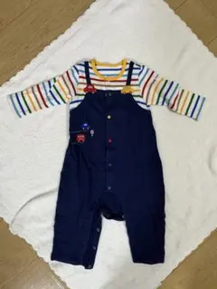 ミキハウス ロンパース 80サイズ 男の子 車 ボーダー