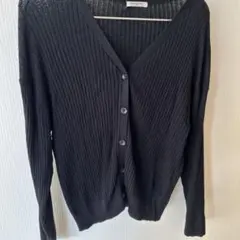GLACIER ブラック リブ編み カーディガン M
