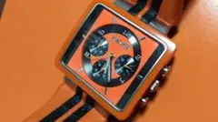 D＆G ドルチェ&ガッバーナ 腕時計 クロノグラフ オレンジ 革ベルト 訳あり