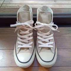 CONVERSEベージュ ハイカット スニーカー　リメイクスニーカー