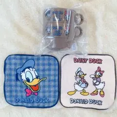 ドナルド　デイジー　ミニタオル2枚　コップ2個　セット